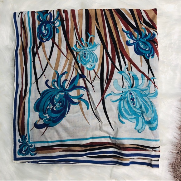 Emilio Pucci Accessories - Emilio Pucci Floral Vintage Square Cotton Scarf